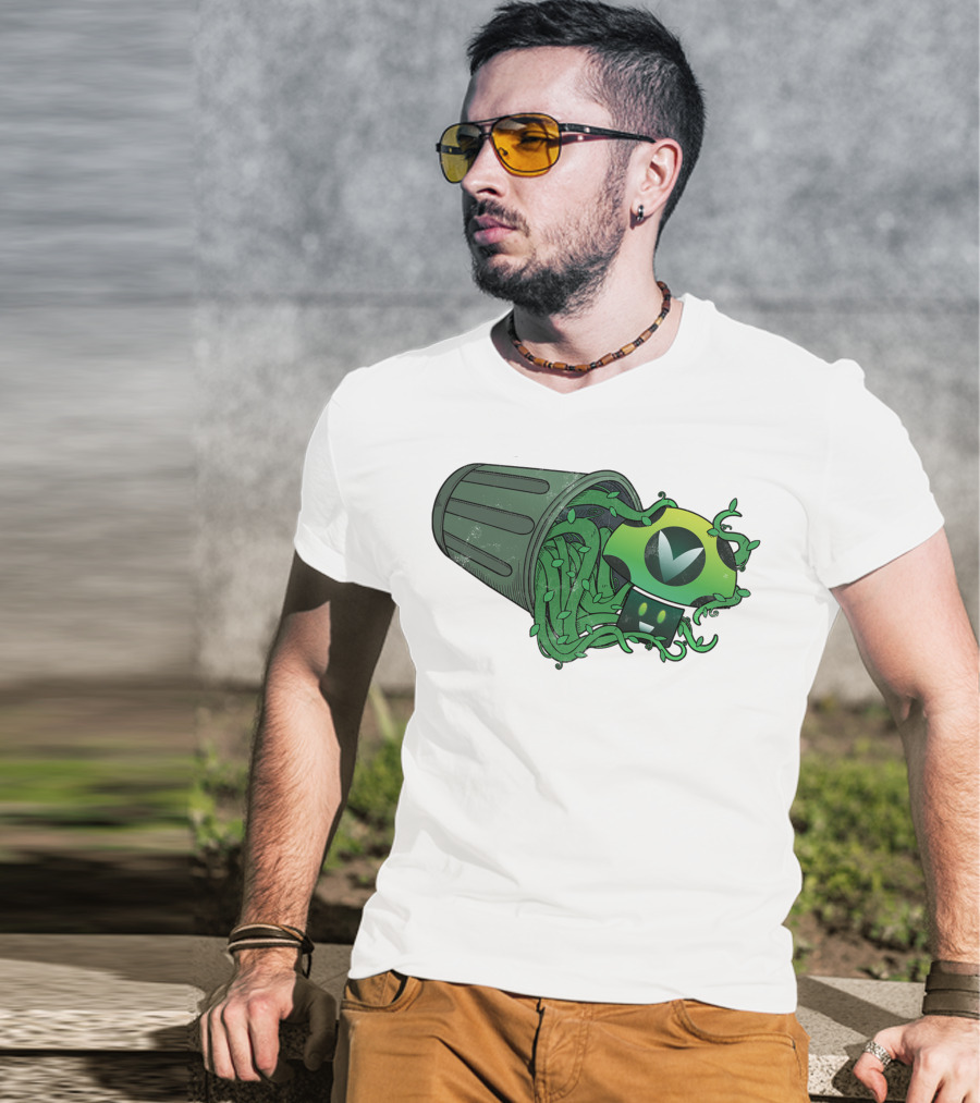 Vinesauce Trash Can With Green Goo And Controller T-Shirt