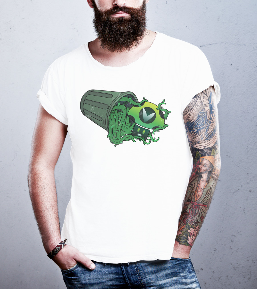 Vinesauce Trash Can With Green Goo And Controller T-Shirt