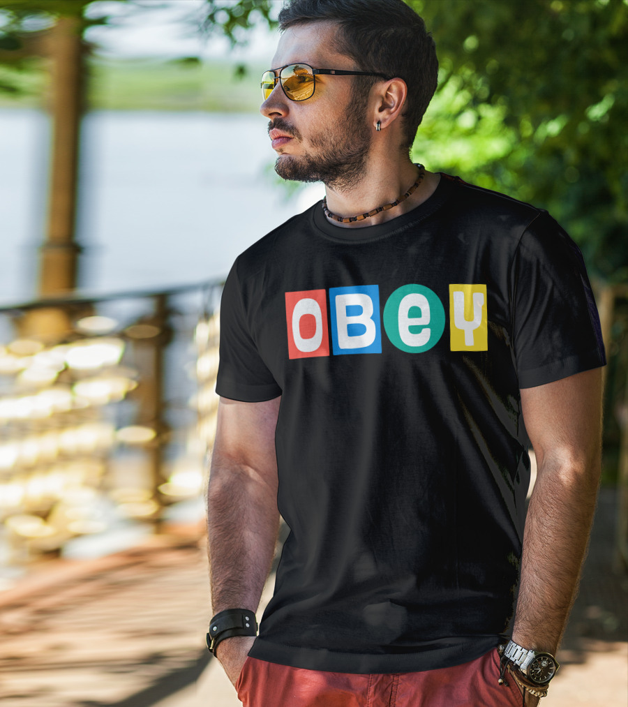 OBEY In Colorful Block Letters T-Shirt