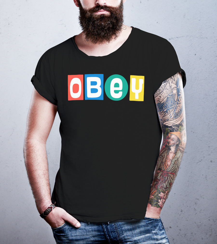OBEY In Colorful Block Letters T-Shirt
