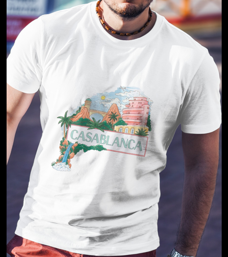Casablanca Merch Casa Views With Scenic Landscape And Art Deco Elements T-Shirt