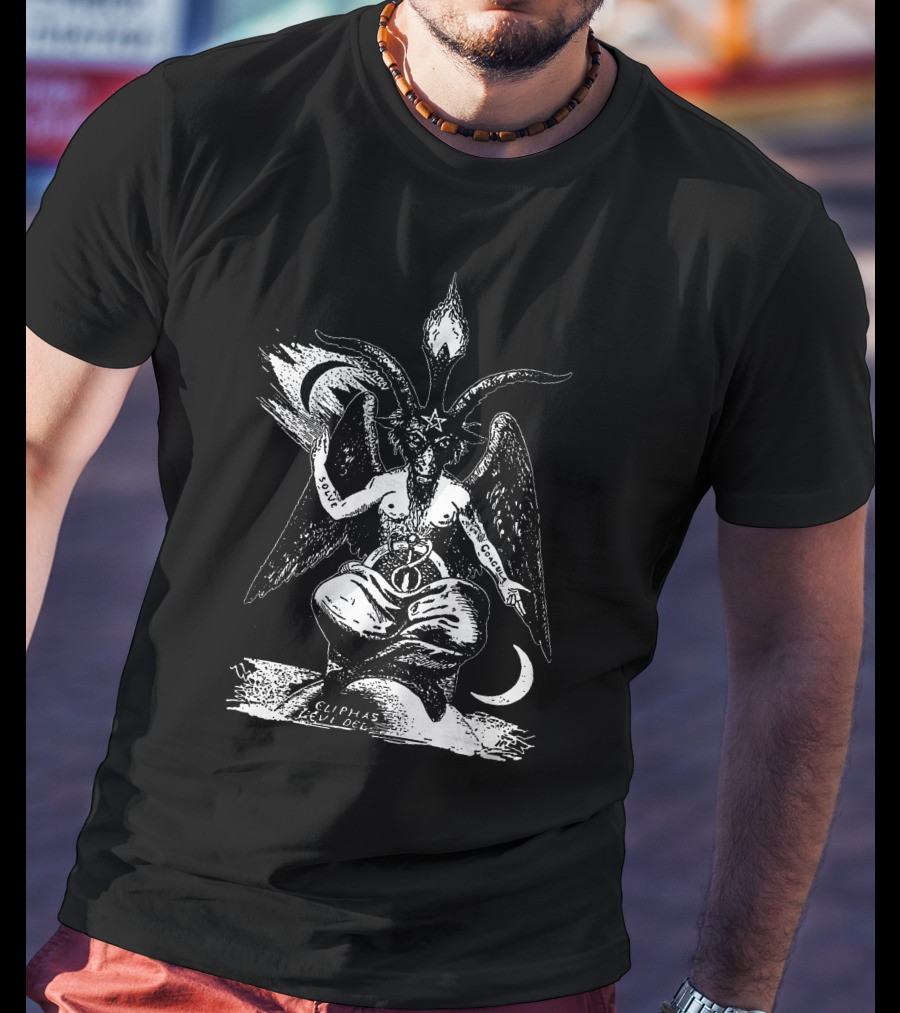 Baphomet Eliphas Levi Symbol With Wings And Crescent Moons T-Shirt