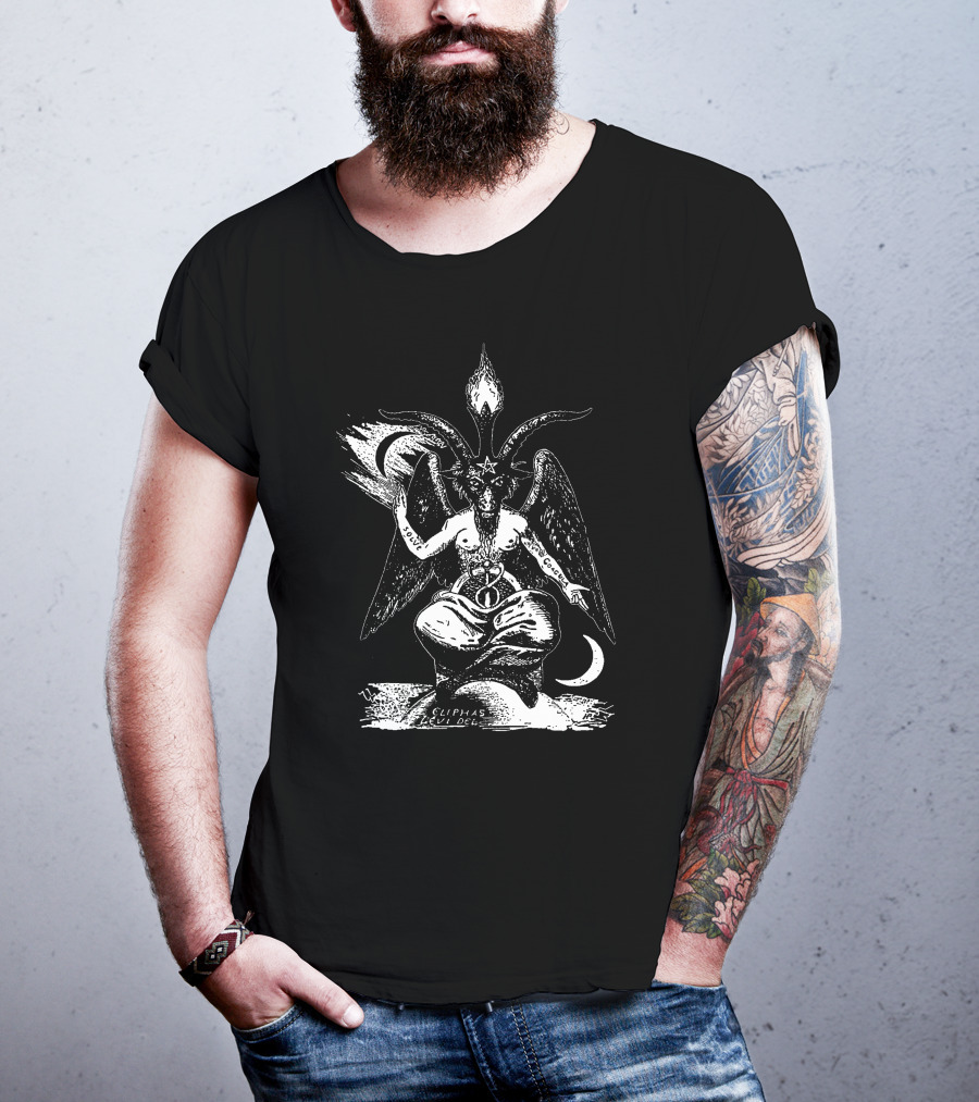 Baphomet Eliphas Levi Symbol With Wings And Crescent Moons T-Shirt