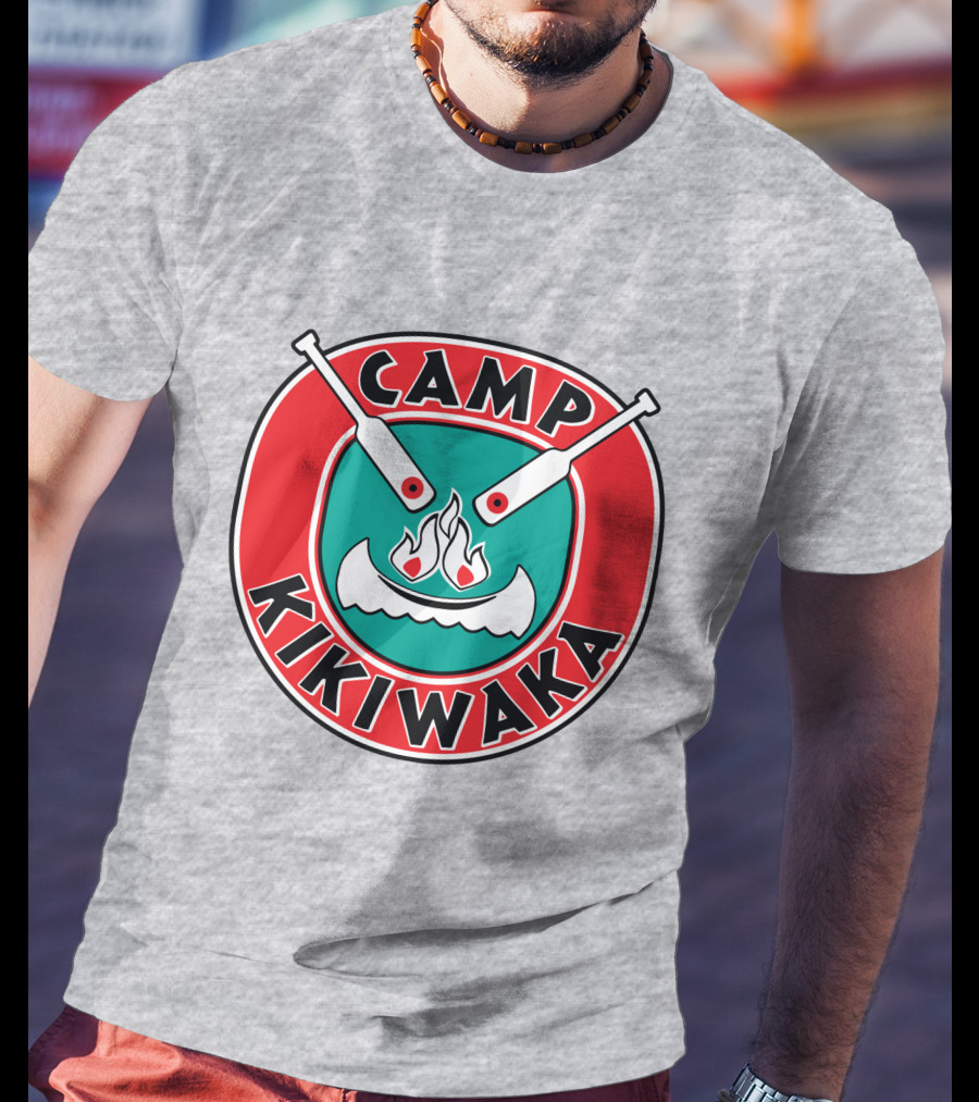 Camp Kikiwaka Logo With Canoe And Campfire Emblem T-Shirt