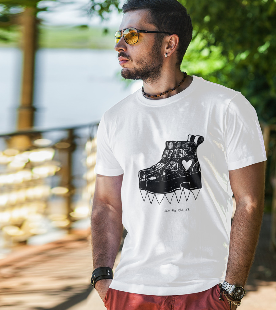 Join The Club Deathstud Boots Merch Heart Platform T-Shirt