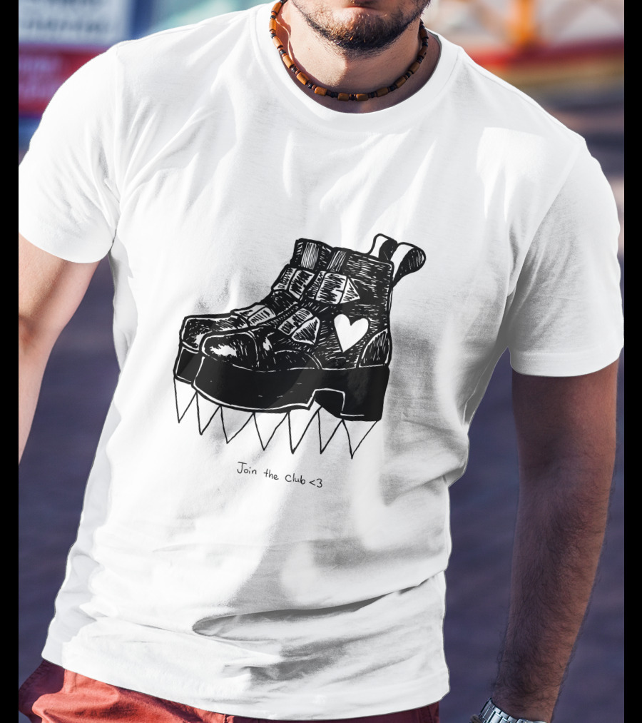 Join The Club Deathstud Boots Merch Heart Platform T-Shirt