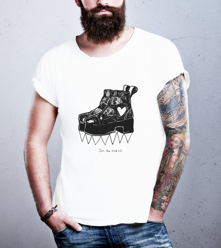 Join The Club Deathstud Boots Merch Heart Platform T-Shirt
