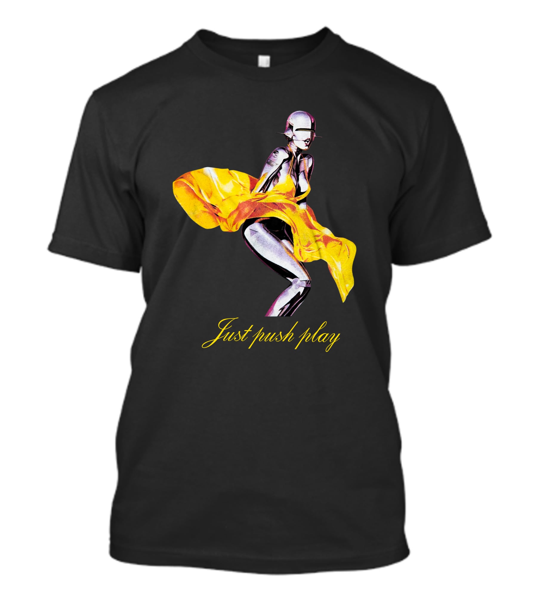 Brody Jenner Aerosmith 2001 Just Push Play Yellow Robotic Figure T-Shirt