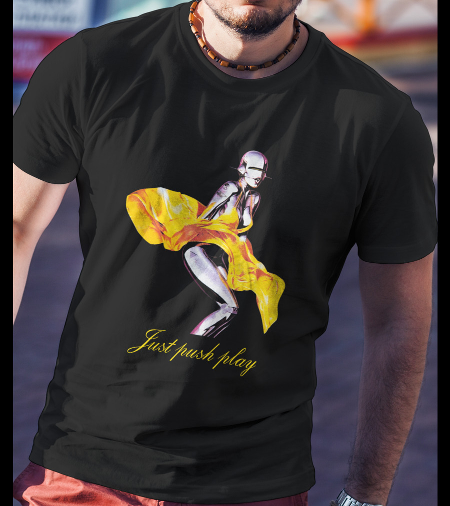 Brody Jenner Aerosmith 2001 Just Push Play Yellow Robotic Figure T-Shirt