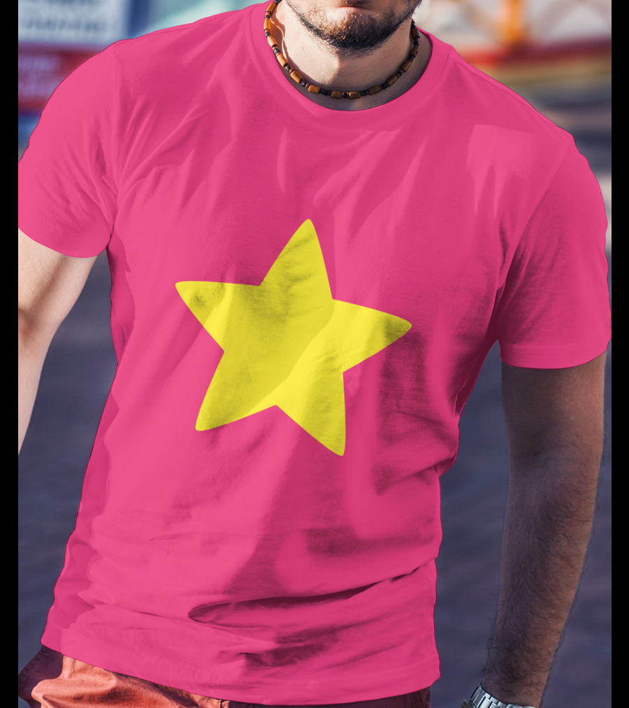 Steven Universe Yellow Star On Pink Background Cosplay T-Shirt