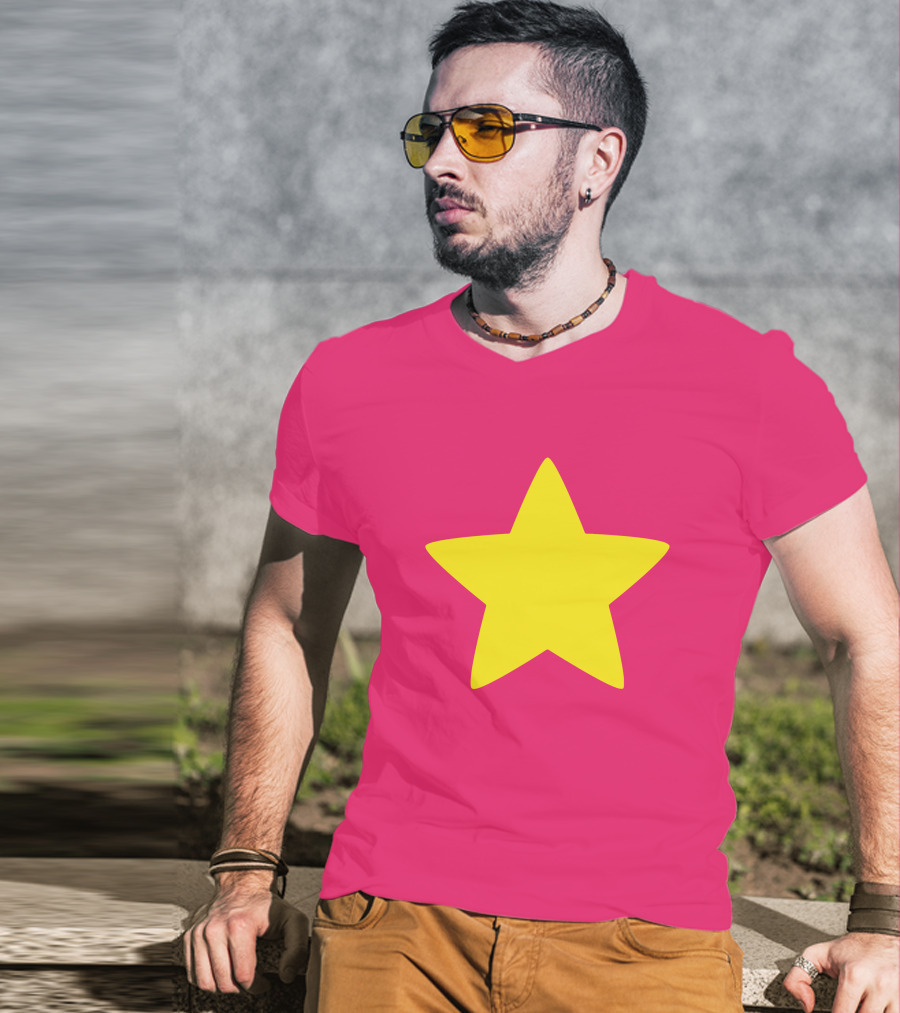Steven Universe Yellow Star On Pink Background Cosplay T-Shirt