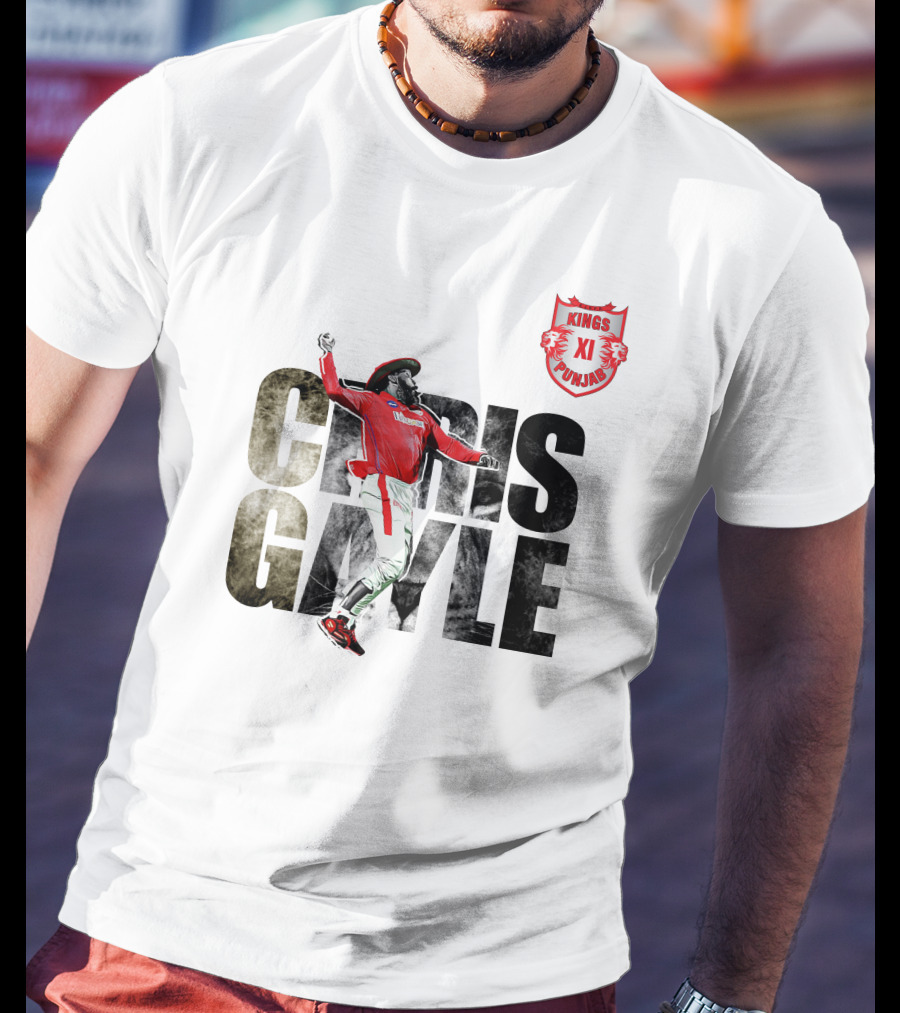 Chris Gayle Kings XI Punjab The King Crown Of The Jungle T-Shirt