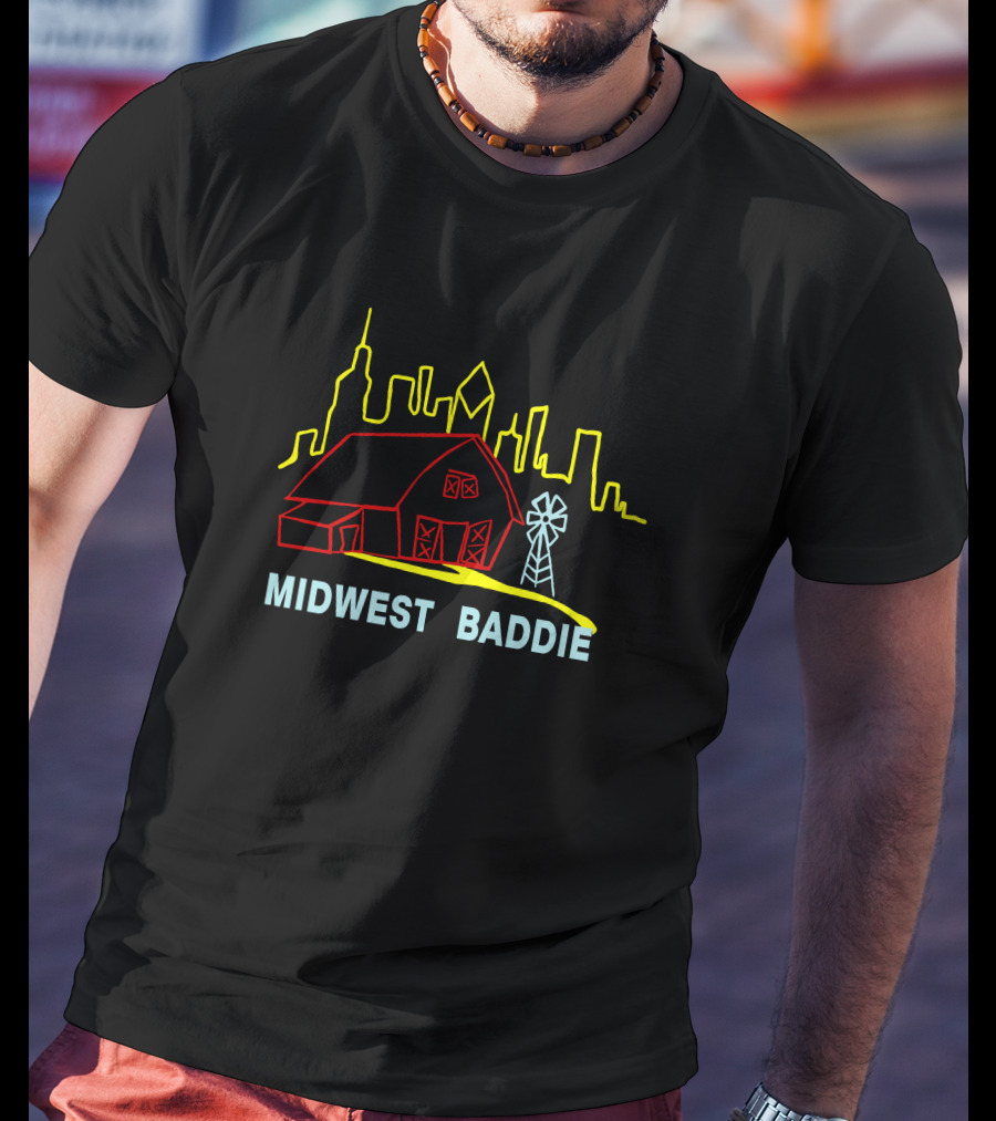 Caucasian James Midwest Baddie Barn And Windmill City Skyline T-Shirt