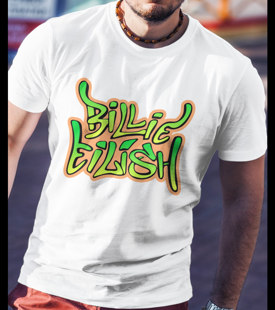 Billie Eilish Green Groovy Text Merch T-Shirt