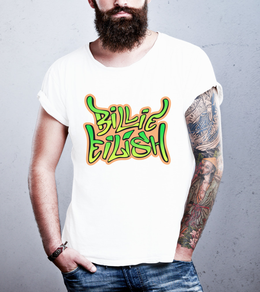 Billie Eilish Green Groovy Text Merch T-Shirt