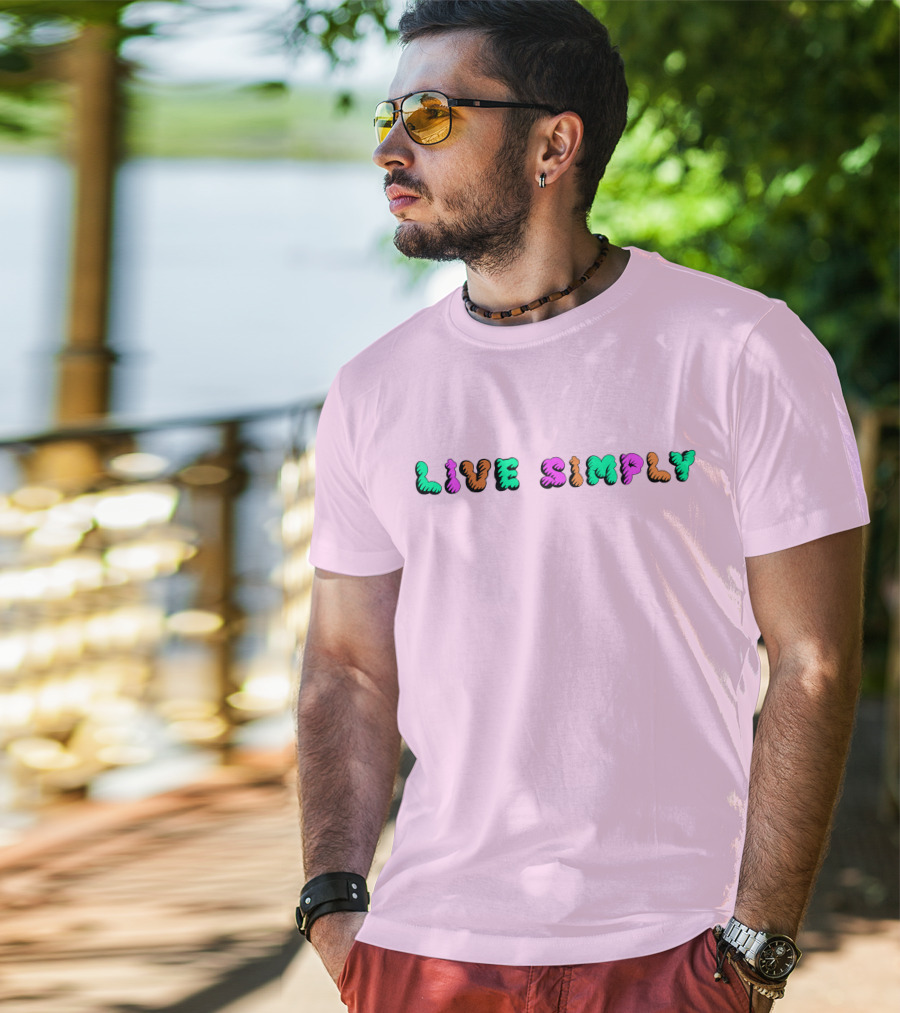 Simply64store Live Simply Playful Colorful Typography T-Shirt