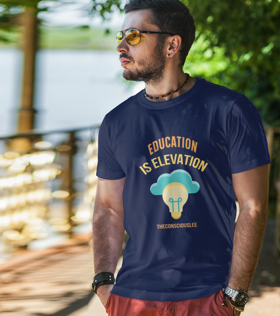 Education Is Elevation The Consciouslee Light Bulb And Cloud T-Shirt
