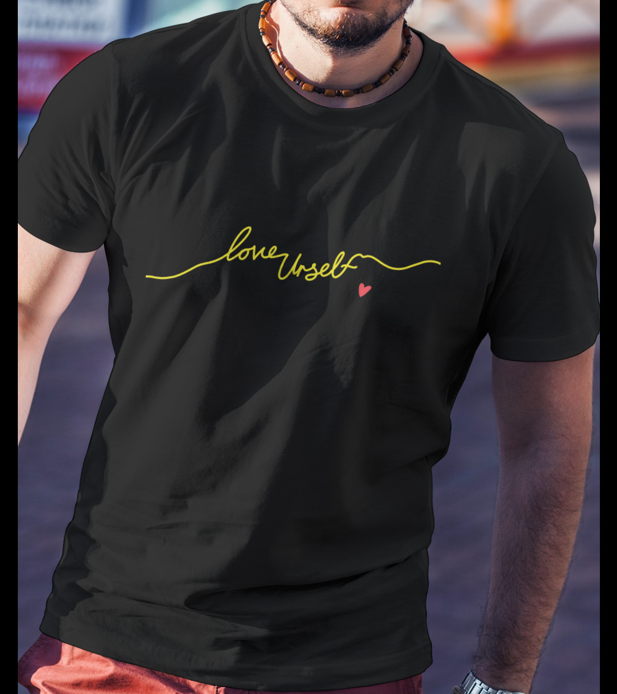 Ketnipz Merch Love Urself Yellow Script Red Heart T-Shirt