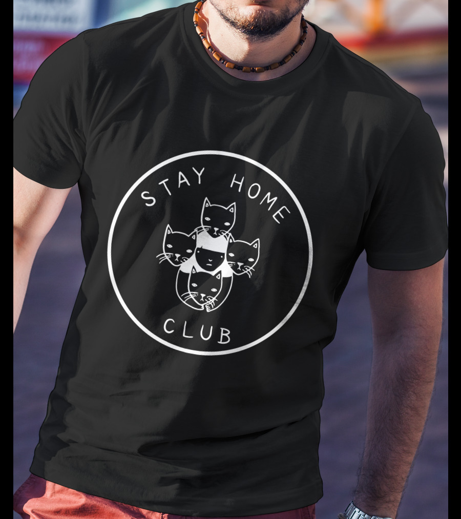 Stay Home Club Five Cats Circle T-Shirt