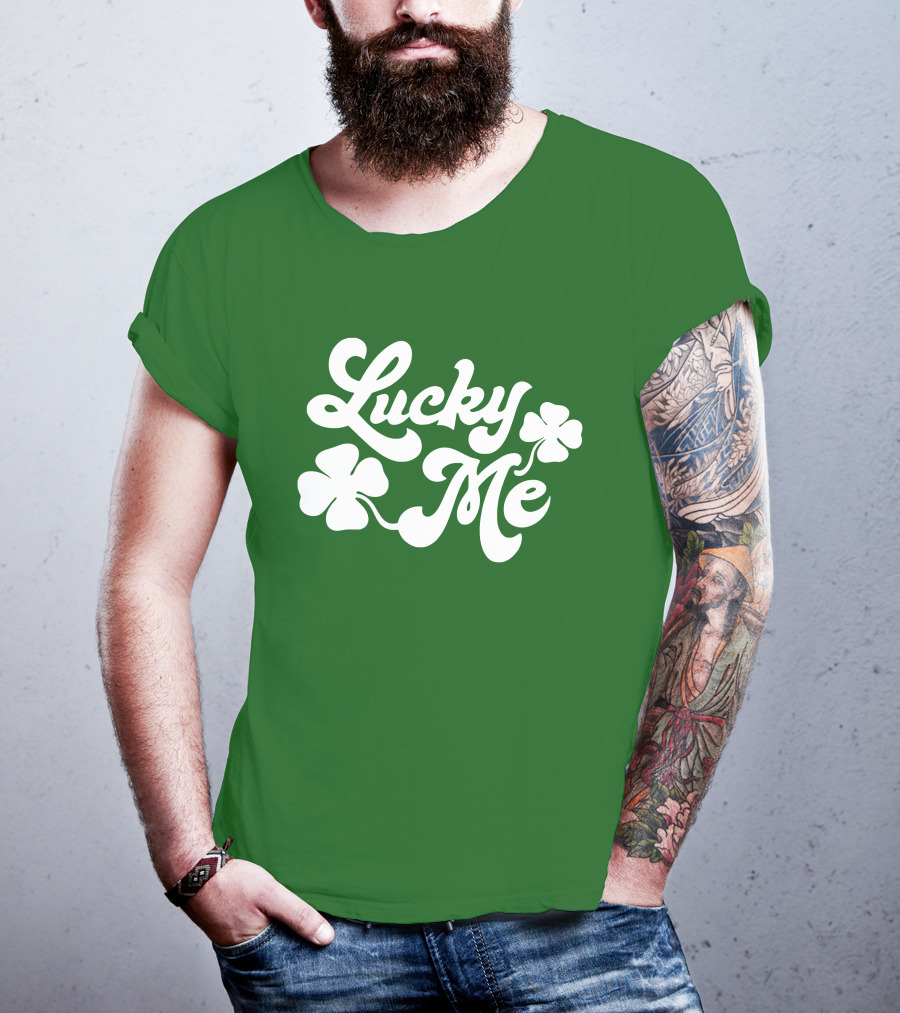 Charlie Hustle Lucky Me St Patrick's Day Green Shamrock T-Shirt
