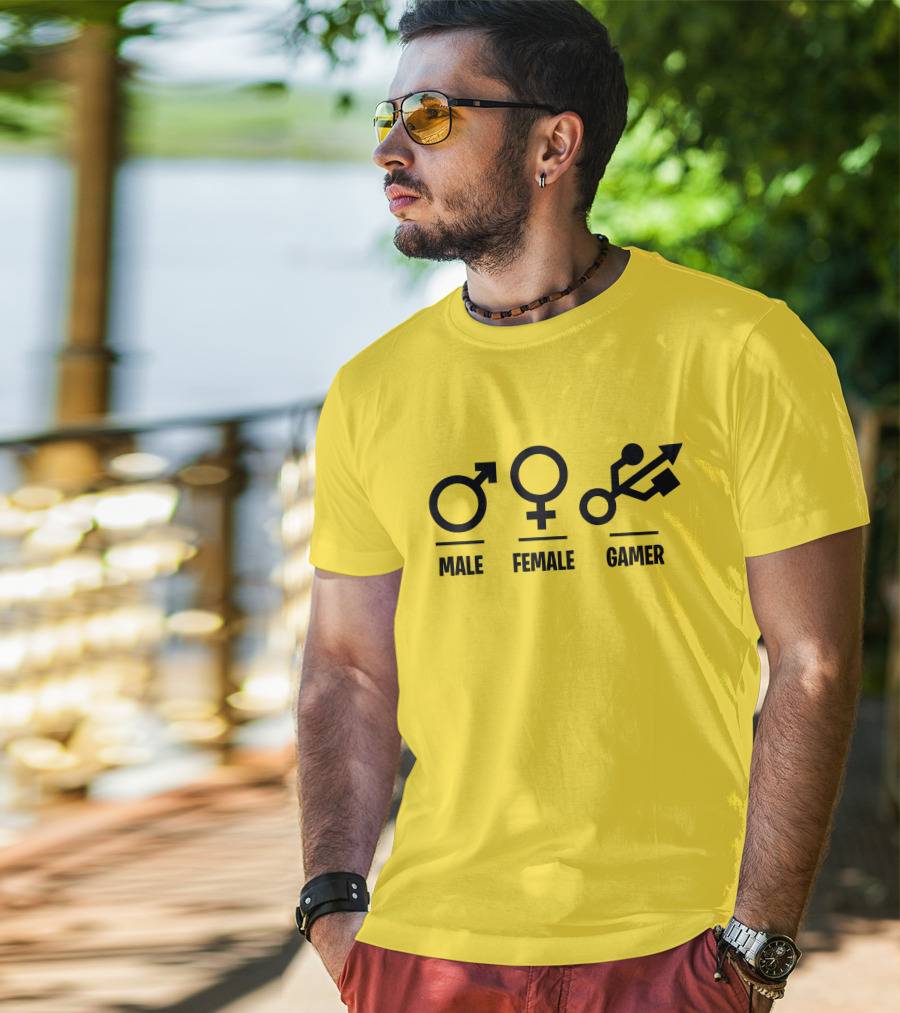 Male Female Gamer USB T-Shirt