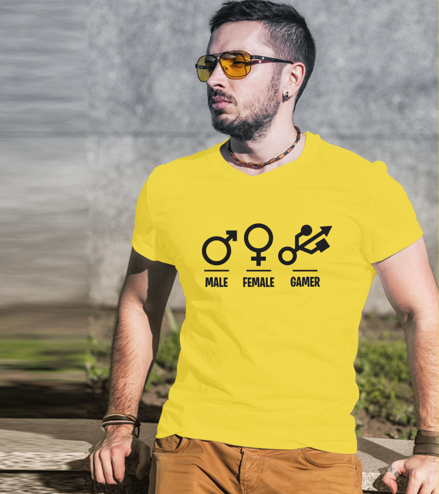 Male Female Gamer USB T-Shirt