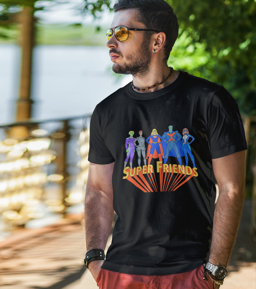 Super Friends Supergirl And Superheroes Team T-Shirt
