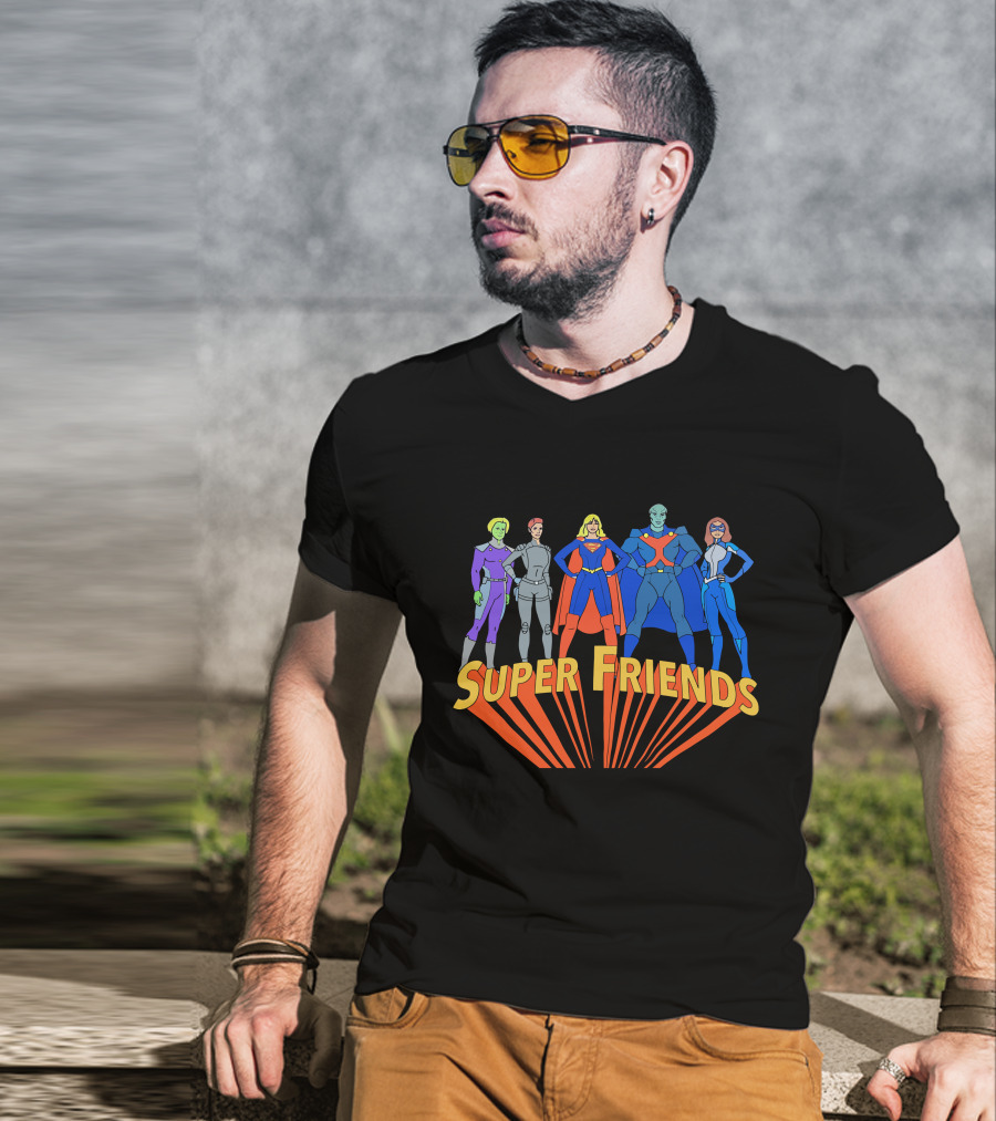 Super Friends Supergirl And Superheroes Team T-Shirt