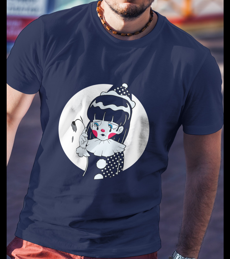 Circusteeth Shop Sad Clown Tearful Pierrot Holding Wilted Flower T-Shirt
