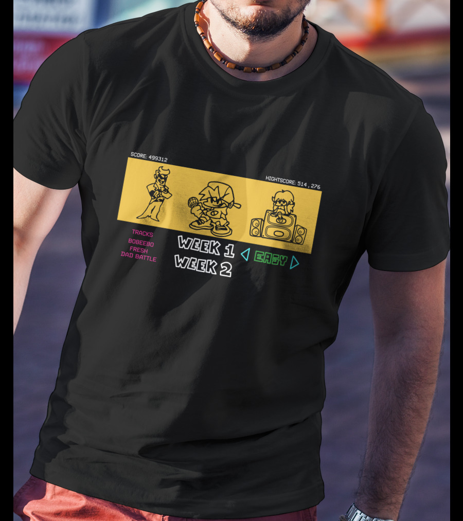 Sharkrobot Friday Night Funkin Story Mode Week 1 Easy Tracks Bobeebo Fresh Dad Battle T-Shirt