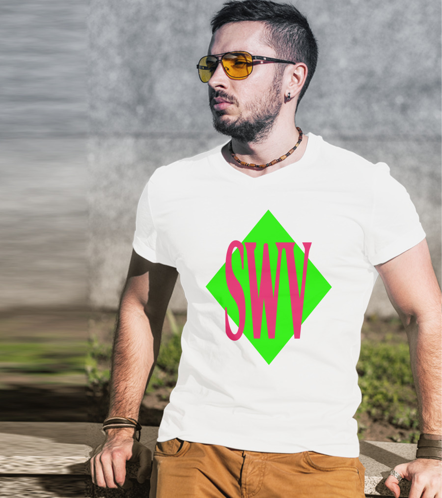 SWV Logo Neon Diamond Pink Green T-Shirt