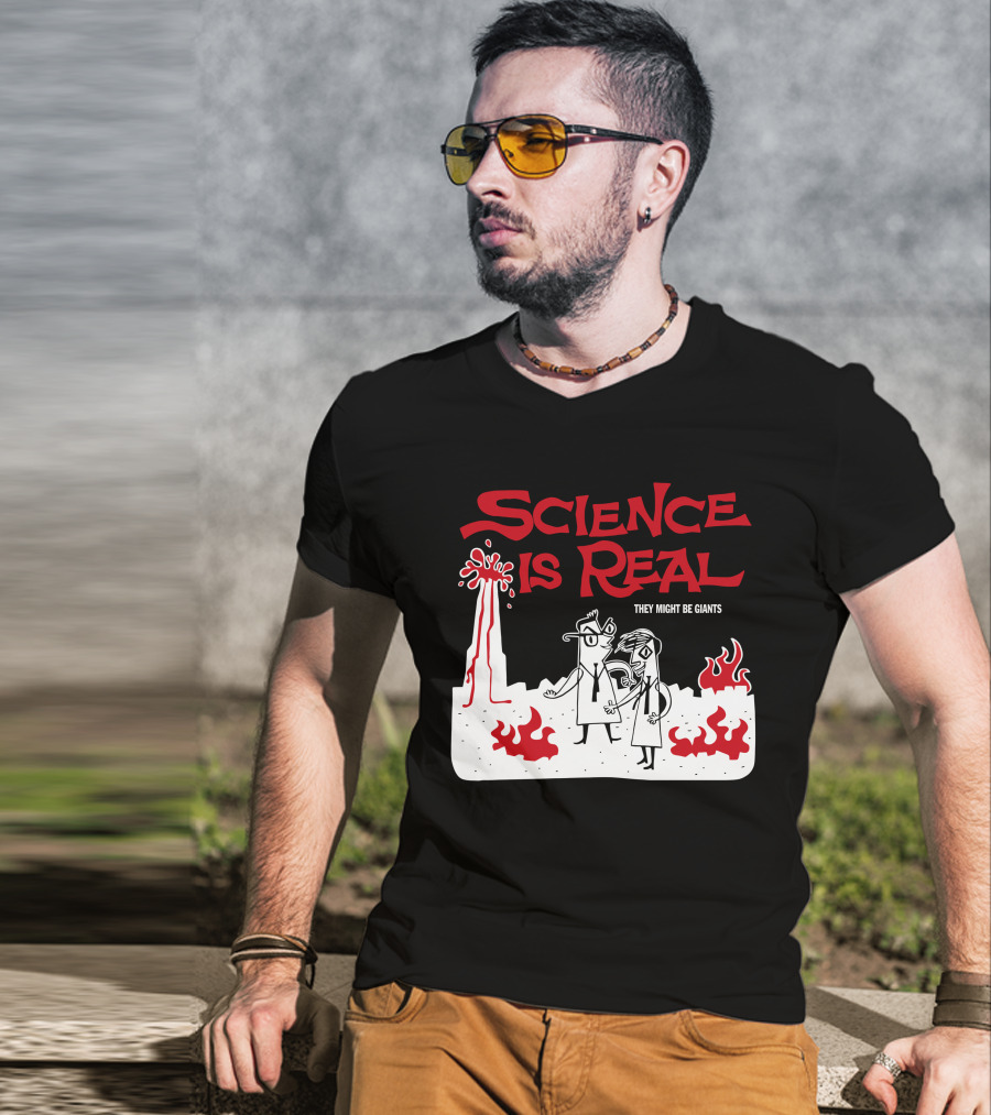 Science Is Real They Might Be Giants Volcanic Cartoon Scene T-Shirt