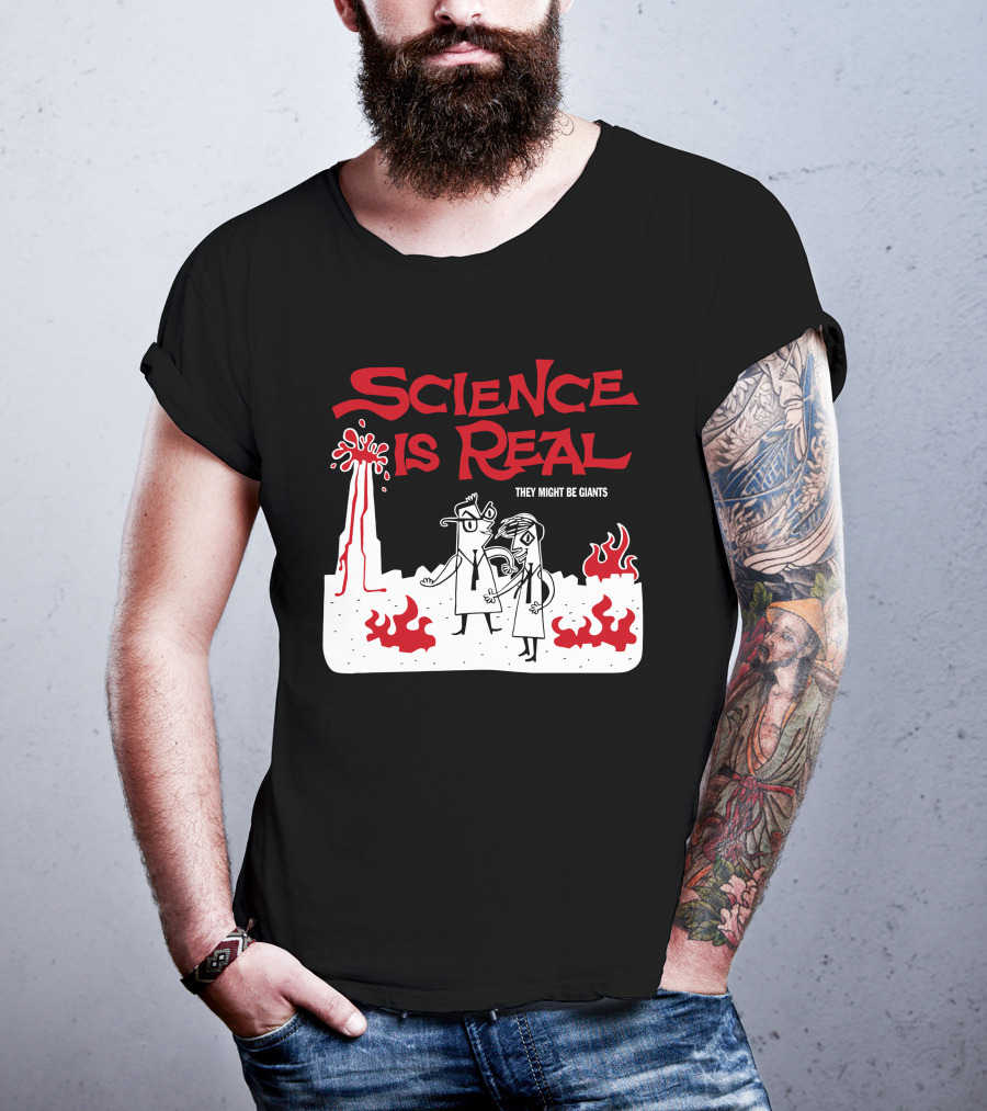 Science Is Real They Might Be Giants Volcanic Cartoon Scene T-Shirt