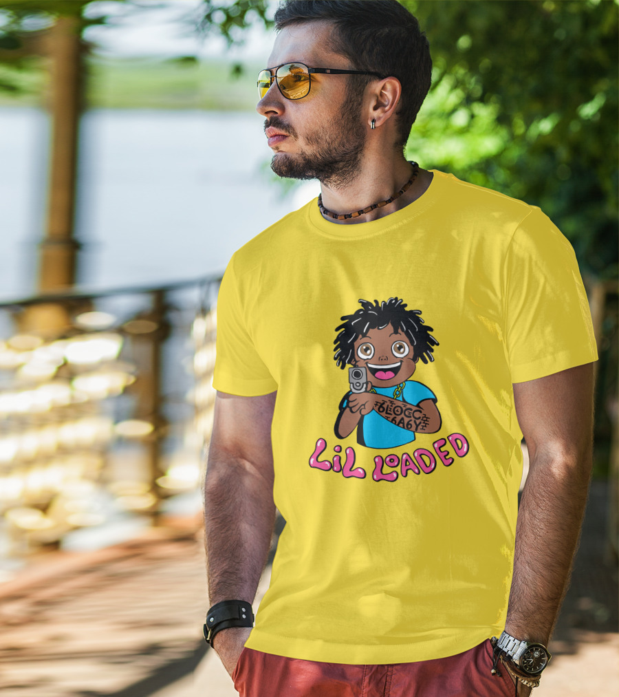 Lil Loaded Cartoon Character With Tattoo And Toy Gun T-Shirt