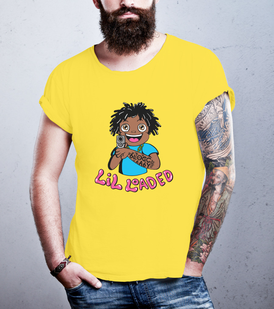 Lil Loaded Cartoon Character With Tattoo And Toy Gun T-Shirt
