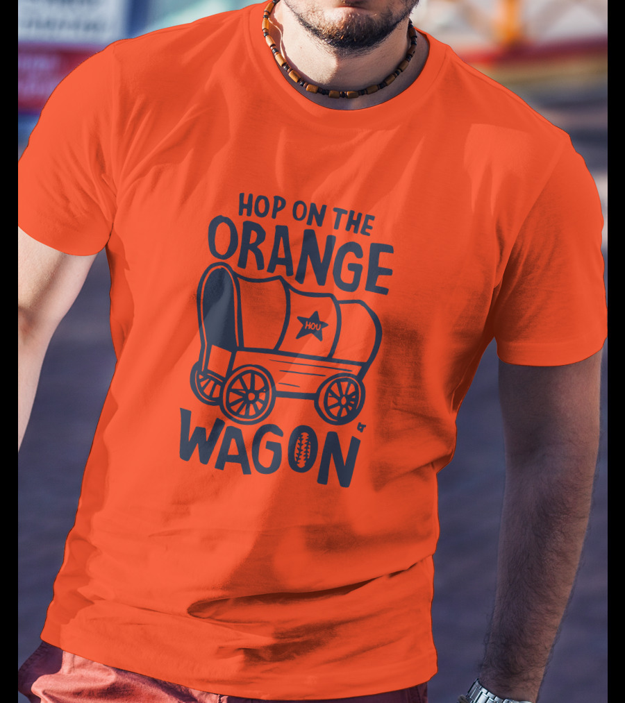 Hop On The Orange Wagon HOU Football T-Shirt
