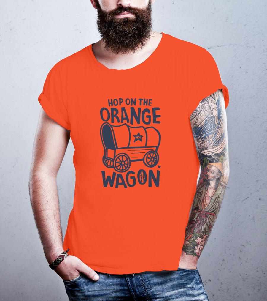 Hop On The Orange Wagon HOU Football T-Shirt