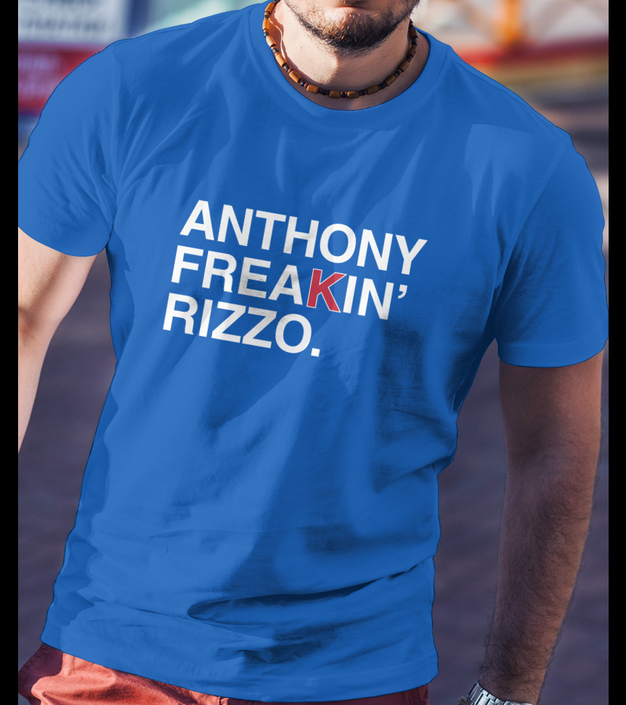 Anthony Freakin' Rizzo Bold Text Blue Background T-Shirt