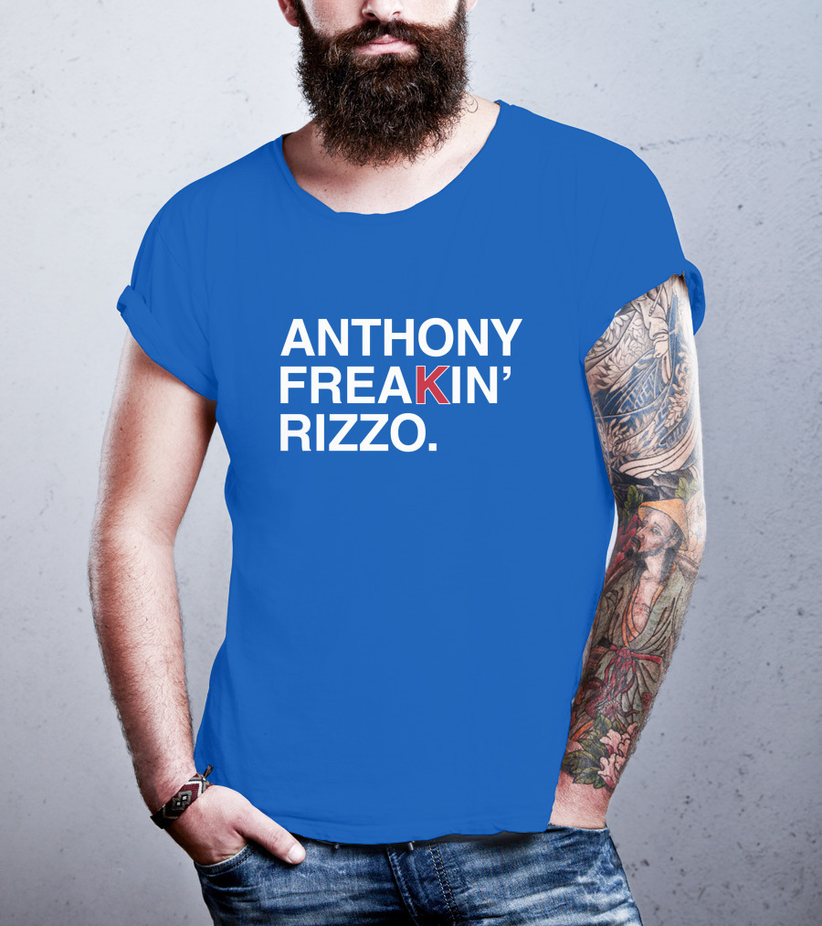Anthony Freakin' Rizzo Bold Text Blue Background T-Shirt