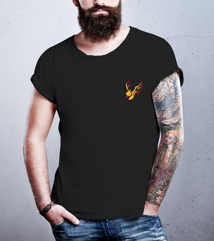 Quackity Merch Red Phoenix Duck Flaming Head Black T-Shirt