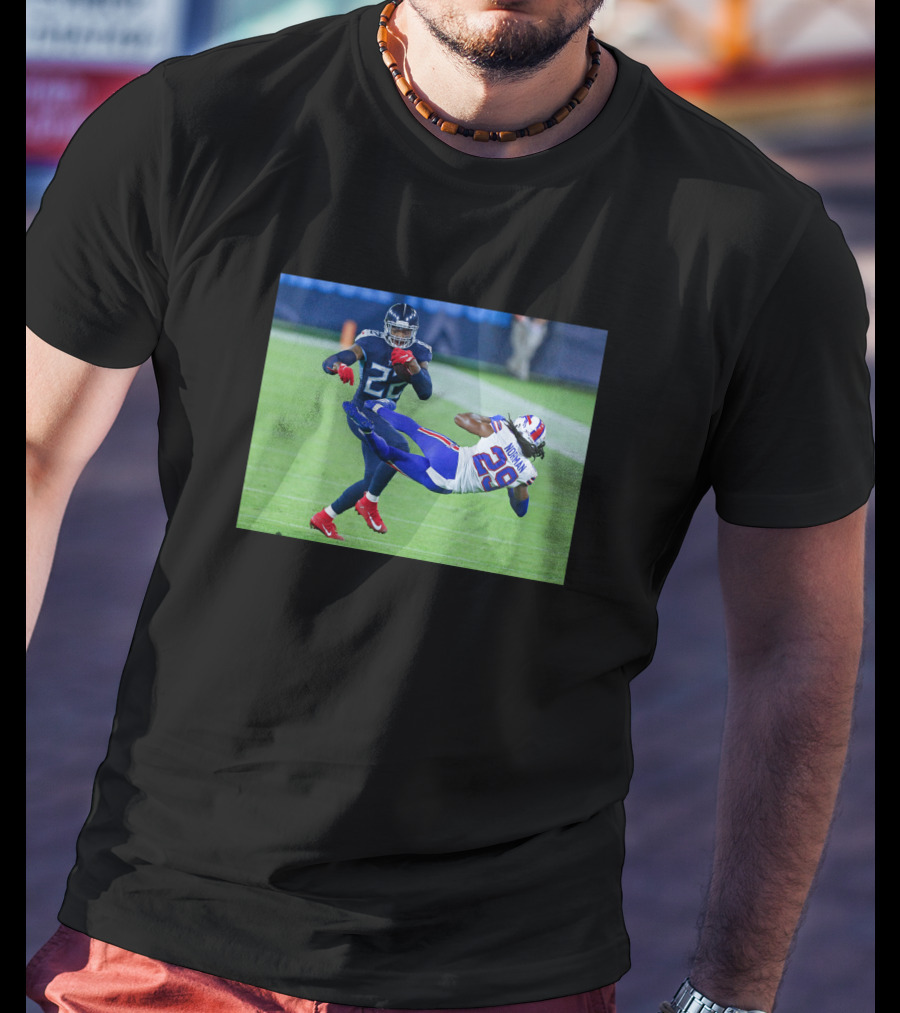 Derrick Henry Stiff Arm Josh Norman Iconic NFL Moment T-Shirt