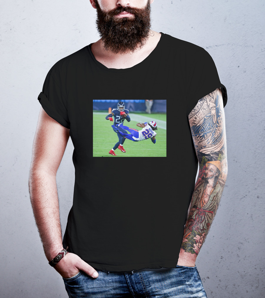 Derrick Henry Stiff Arm Josh Norman Iconic NFL Moment T-Shirt