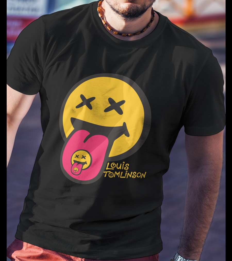 Louis Tomlinson Merch Smiley Face Tongue Out Summer T-Shirt