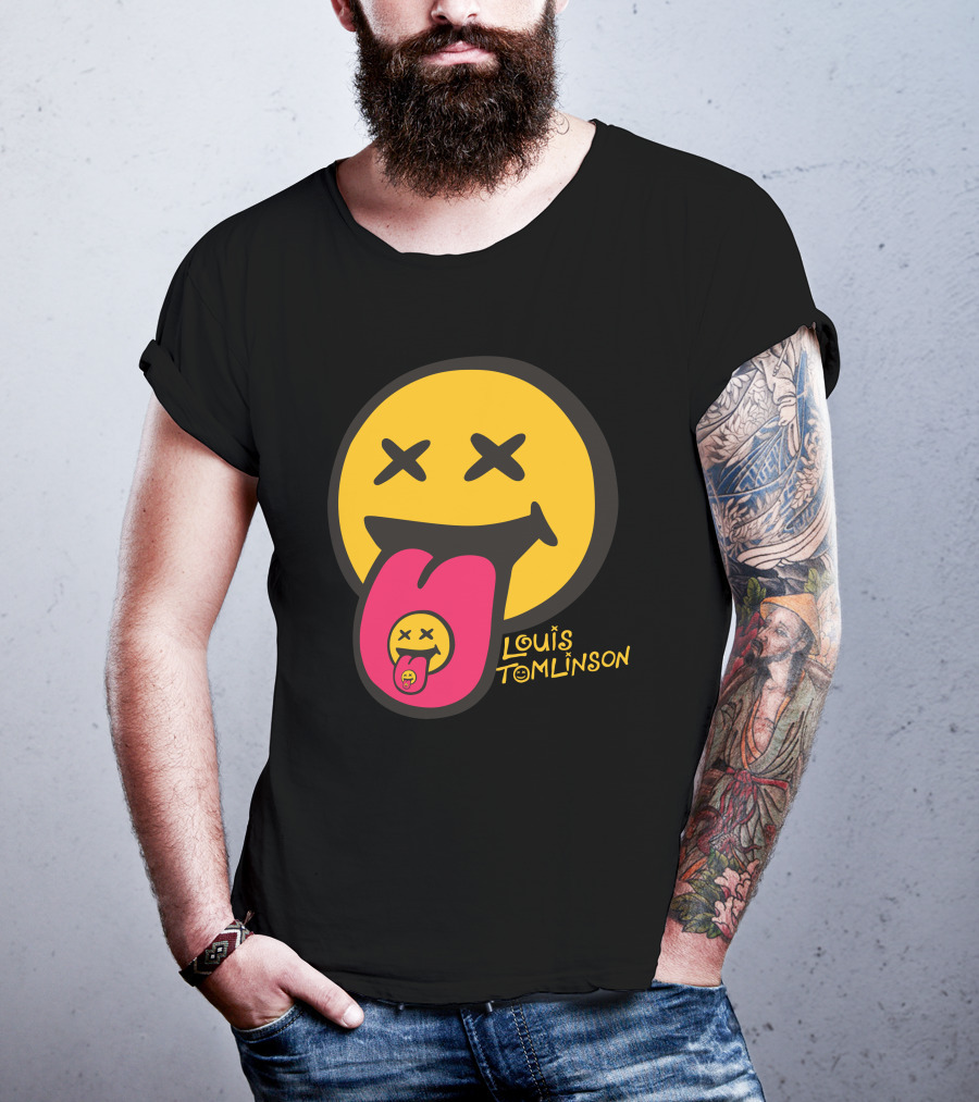 Louis Tomlinson Merch Smiley Face Tongue Out Summer T-Shirt