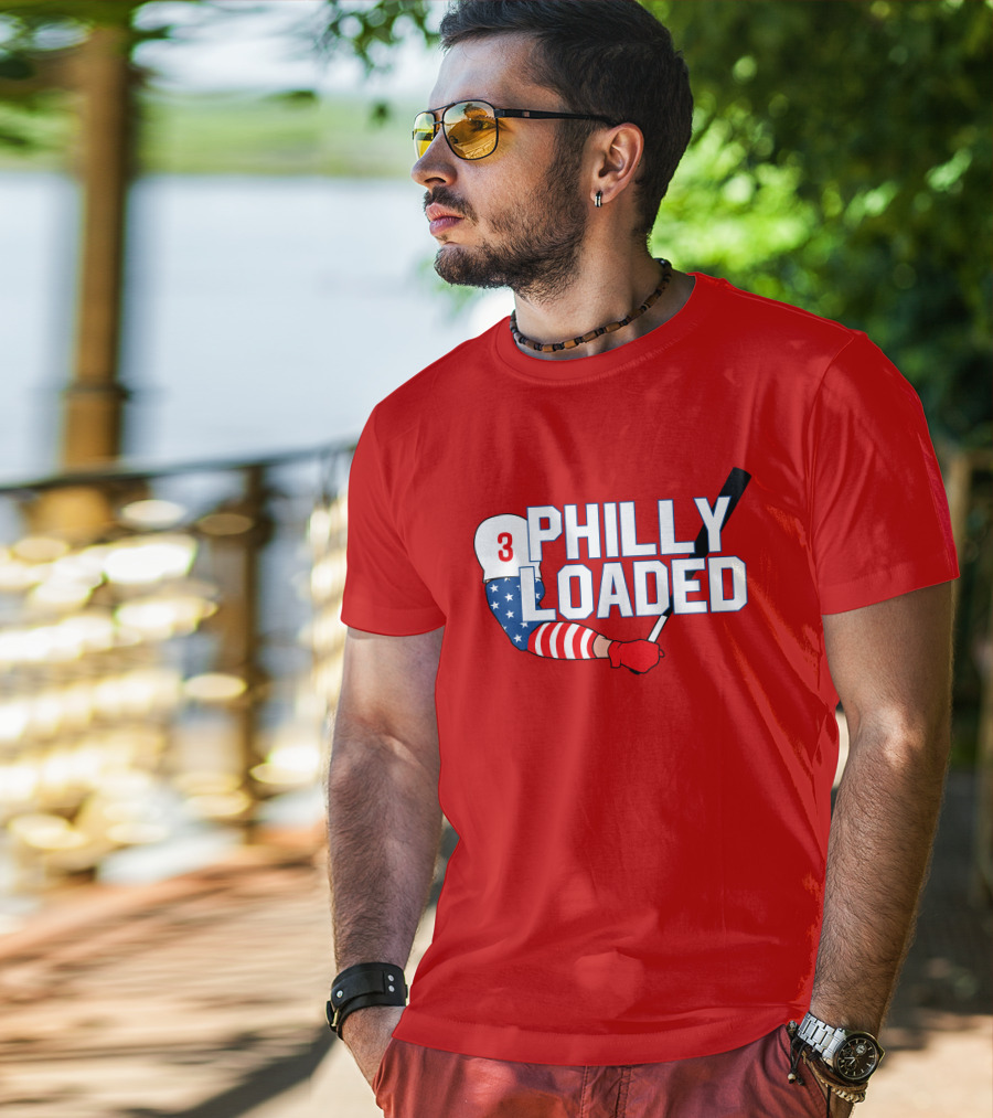Philly Loaded Baseball American Flag Arm T-Shirt