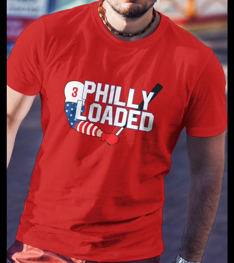Philly Loaded Baseball American Flag Arm T-Shirt