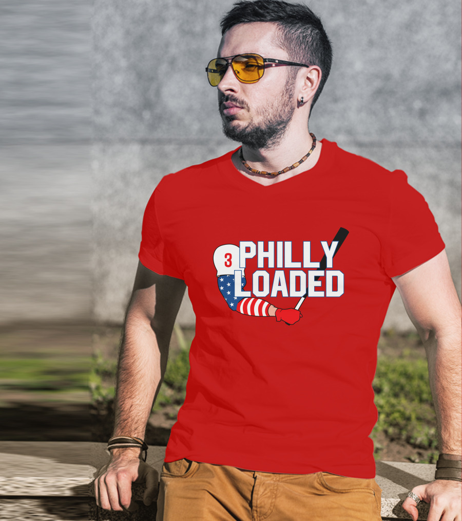 Philly Loaded Baseball American Flag Arm T-Shirt