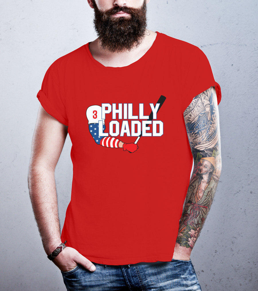 Philly Loaded Baseball American Flag Arm T-Shirt
