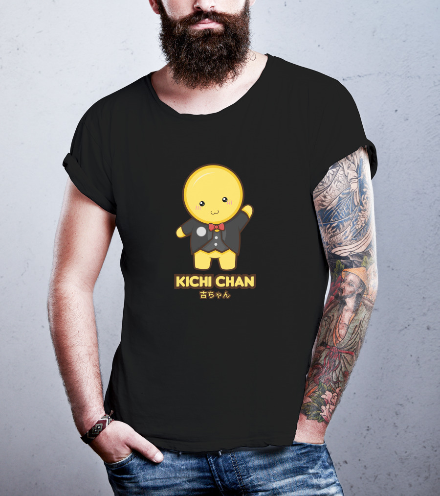 Kichi Chan Cute Character With Bow Tie In Black Suit T-Shirt