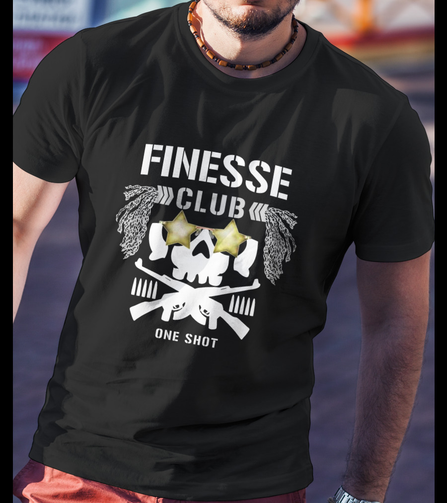 Finesse Club One Shot Skull Stars Logo NJPW1972 Chris Bey Merch T-Shirt